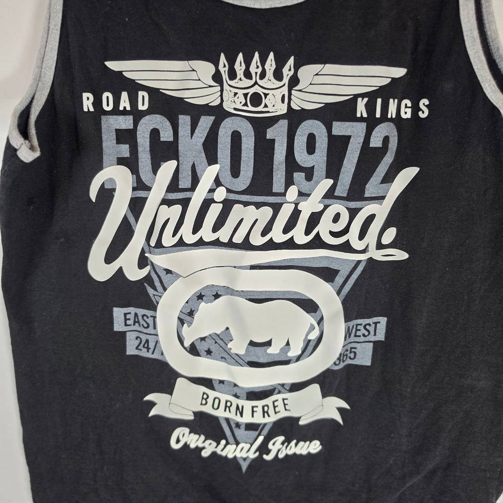 Ecko Unltd Road Kings Tank Top XL Black Rhino Logo Graphic Y2K Streetwear Retro - Picture 2 of 9